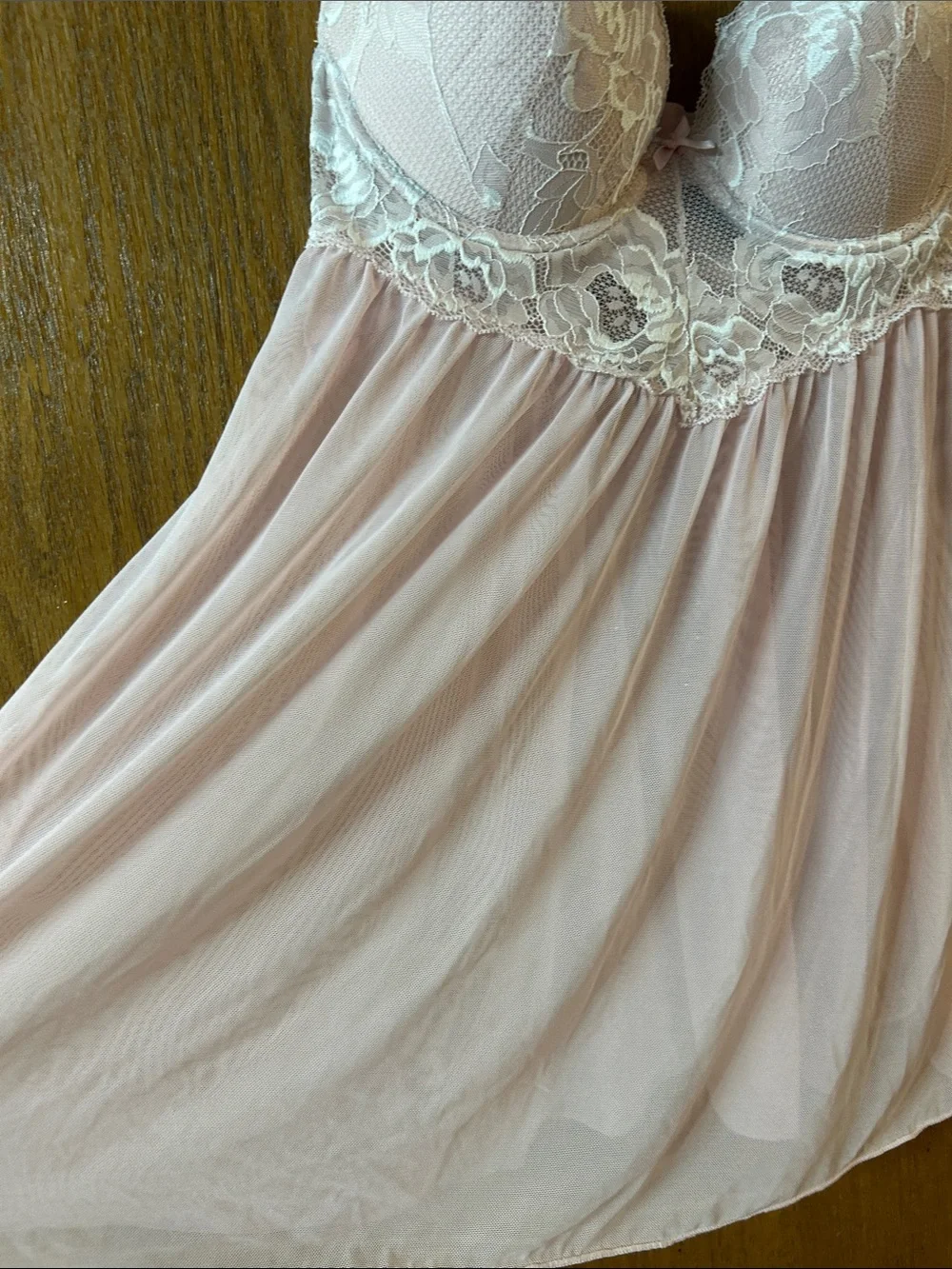Pink Rachel Roy Medium Lace Push Up Babydoll Chemise Lingerie - Picture 5 of 12